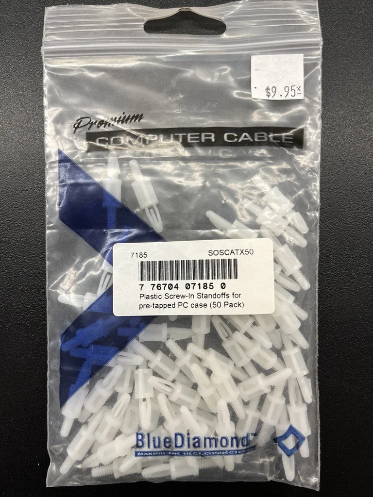 Plastic Screw-In Standoffs for pre-tapped PC Case (50 Pack)