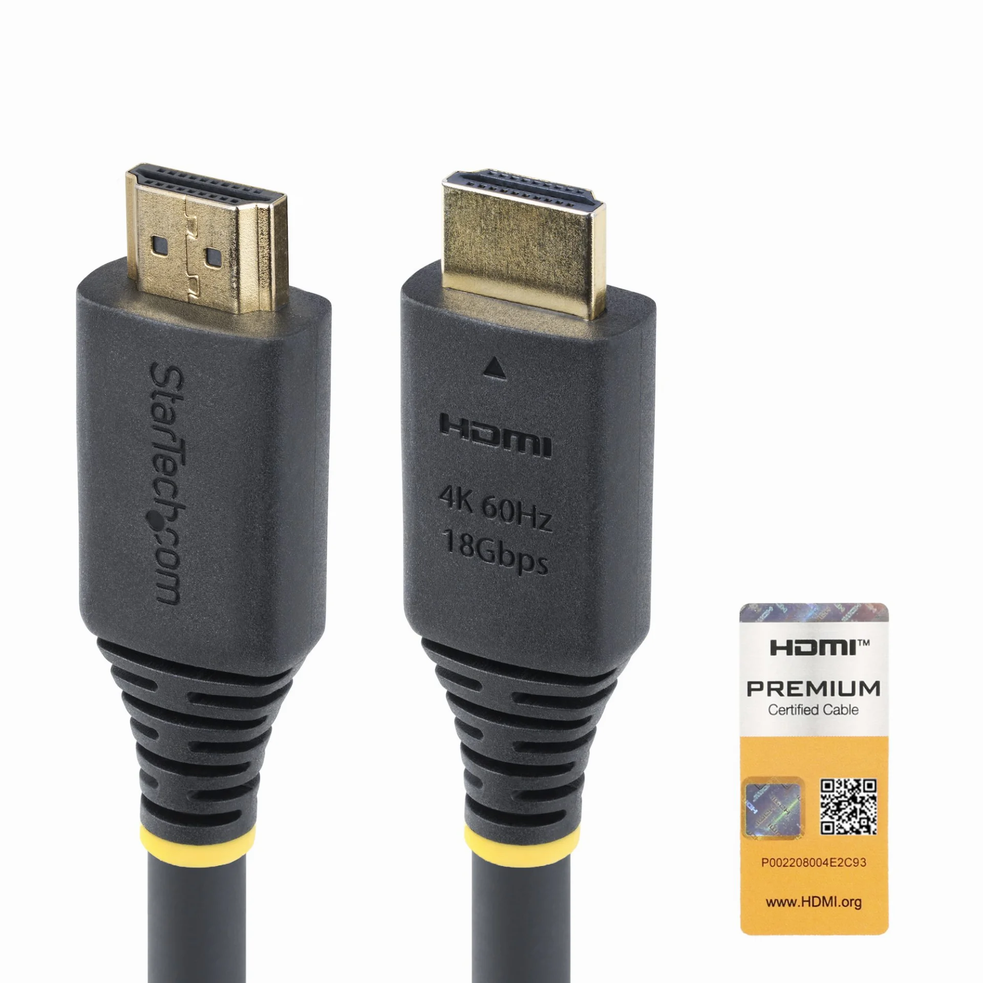 Startech 25ft Premium Certified High Speed HDMI Cable, 4K 60Hz/1440p 144Hz, HDR10/HDCP 2.2/ARC, 18Gbps - HDMI2-CABLE-4K60-25F