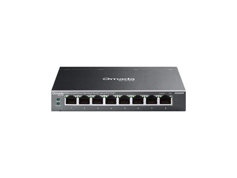 TP-LINK OMADA 8-PORT GIGABIT EASY MANAGED SWITCH WITH 8-PORT POE+ PORT: 8 GIGABIT POE+ PORTS SPEC: 802.3AT/AF, 64 W POE POWER, DESKTOP STEEL - ES208GP