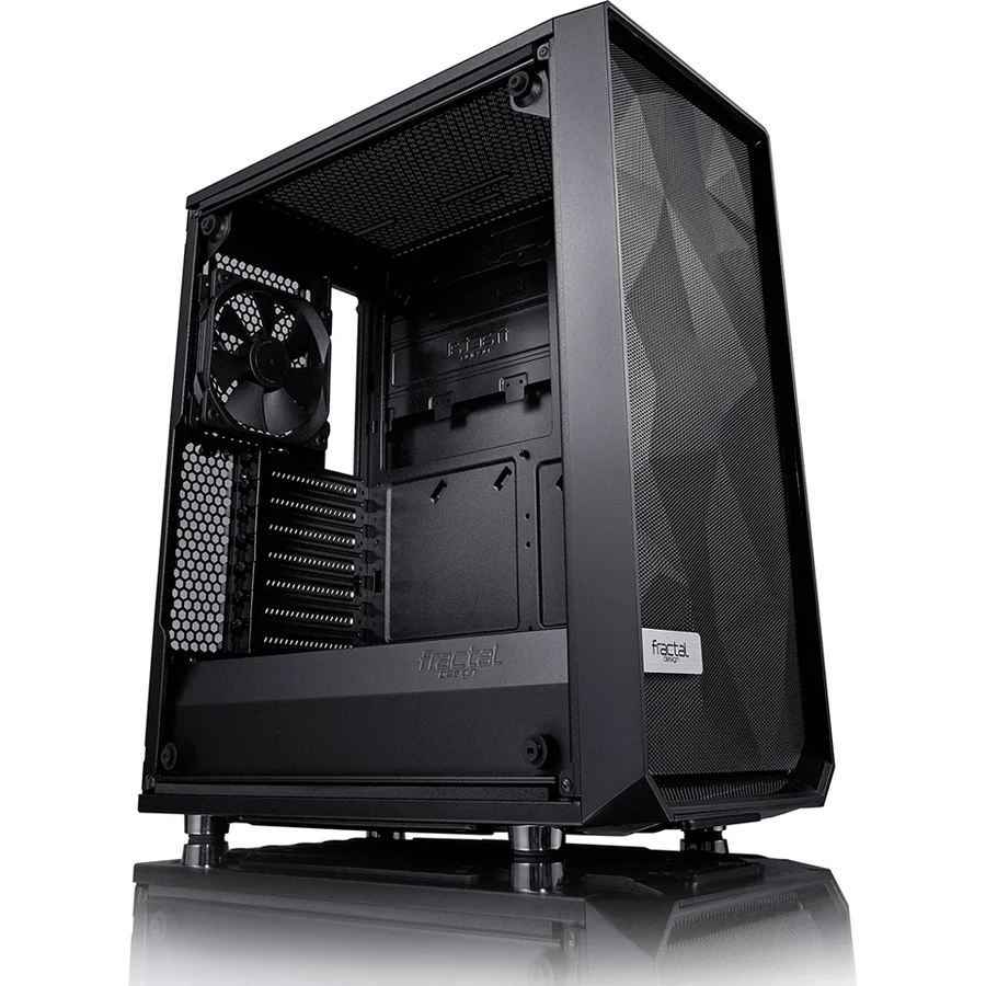 Fractal Design Meshify C Window Computer Case Mid-tower - Black - Tempered Glass - FD-CA-MESH-C-BKO-TG