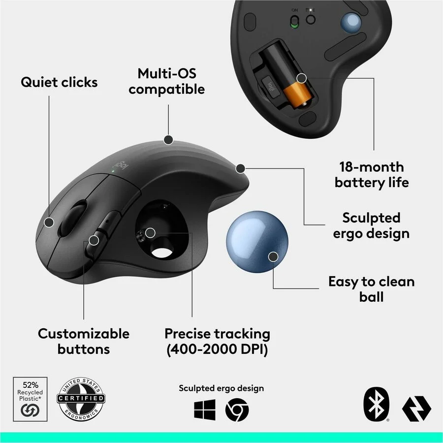 Logitech Logitech&reg; M575S Wireless Trackball Mouse Graphite - 910-007026