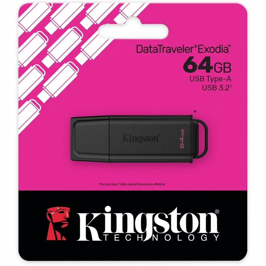 Kingston DataTraveler Exodia USB Flash Drive 64 GB - USB 3.2 (Gen 1) Type A, USB 2.0 - DTXG2/64GB